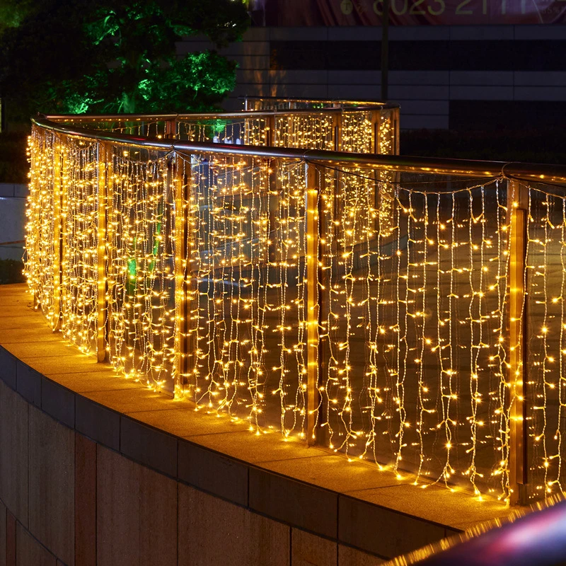 Nový rok 2025 4 m*0,6 m vianočné festoon LED LED curtain Lights Lights Outdoor Fairy String Light Svadobné dekorácie