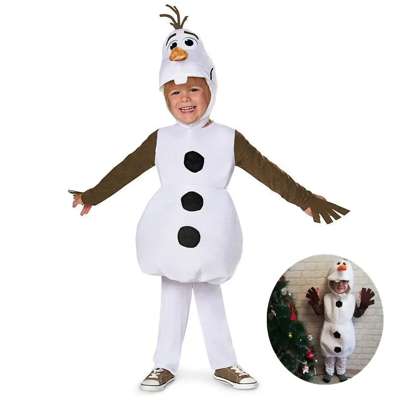 Nový rok vianočné dievčatá Olaf Cospaly kostým Frozen Deluxe Bodysuit Halloween Hooded Costy Party Darček