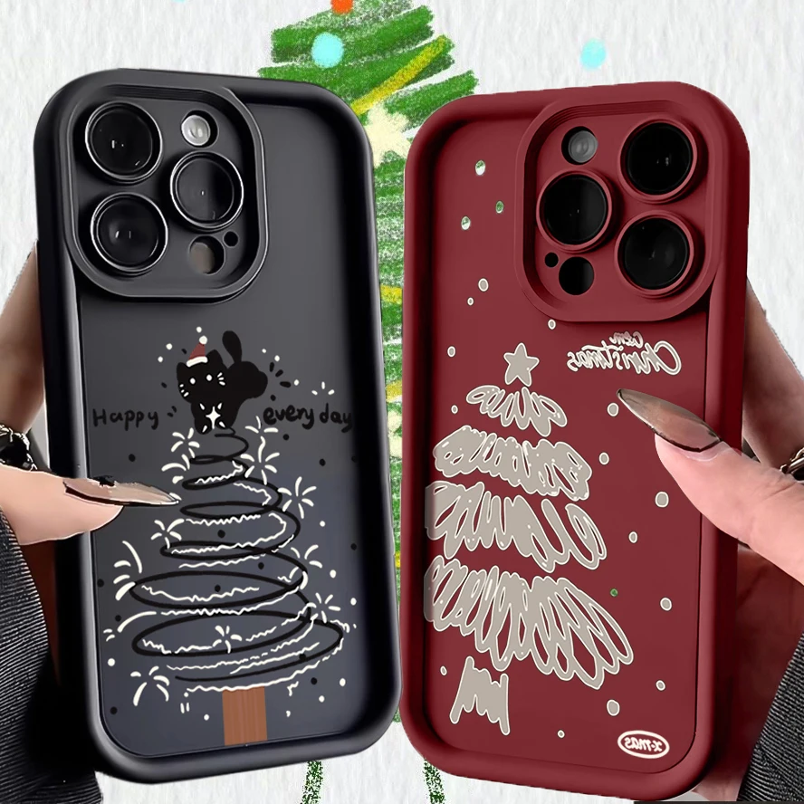 Nový rok vianočný stromček Cat Soft TPU Puzdro pre telefón pre Xiaomi Redmi Note 13 12 Turbo 11 Pro Plus 11s 10s 10 9S 8 7 Pro 12c 13C
