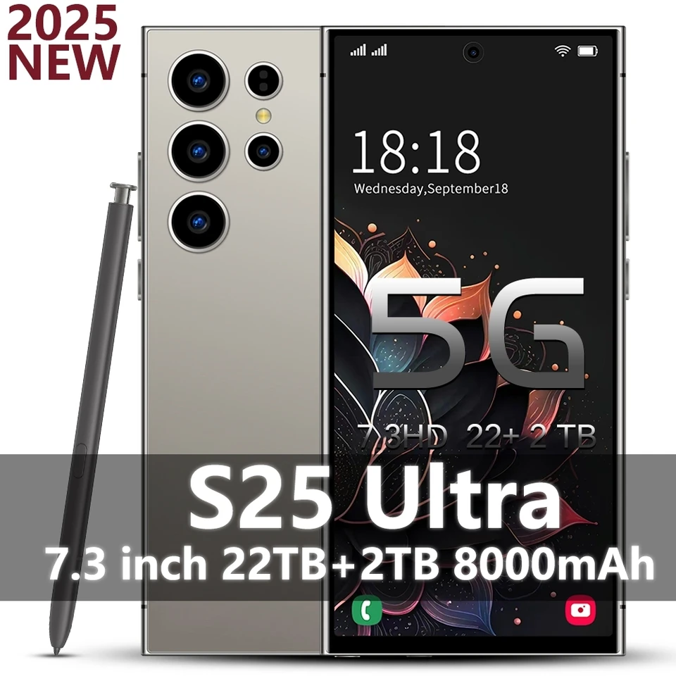Nový S25 Ultra Original Smartphone 5G Dual SIM Android 14 Mobilný telefón Globálna verzia Snapdragon 8 Gen 3 Smart Mobile Phones