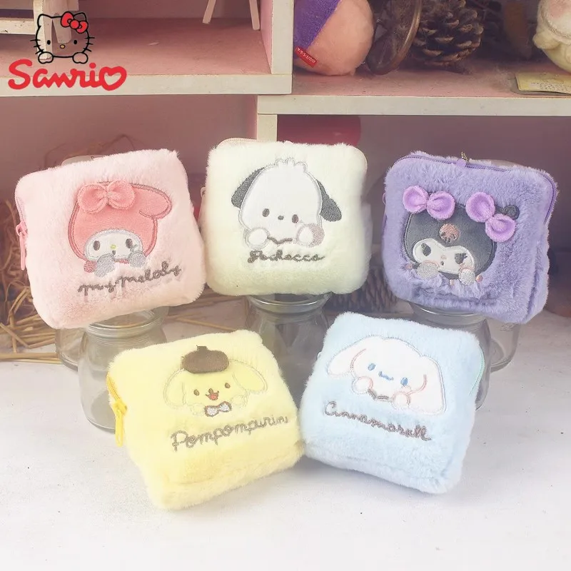 Nový Sanrio plyšová peňaženka Cinnamoroll Kuromi slúchadlá vrecká na kľúče melódiu nula peňaženka plyšový prívesok darček pre priateľov