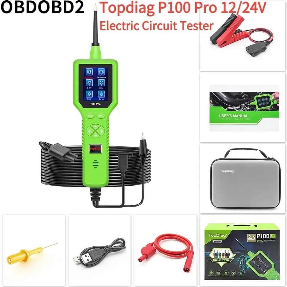 Nový skener P100 Pro 12v/24v automobilový elektrický obvod Tester Tester Tester Tester Tester Automotíva PK PS100 Topdiag