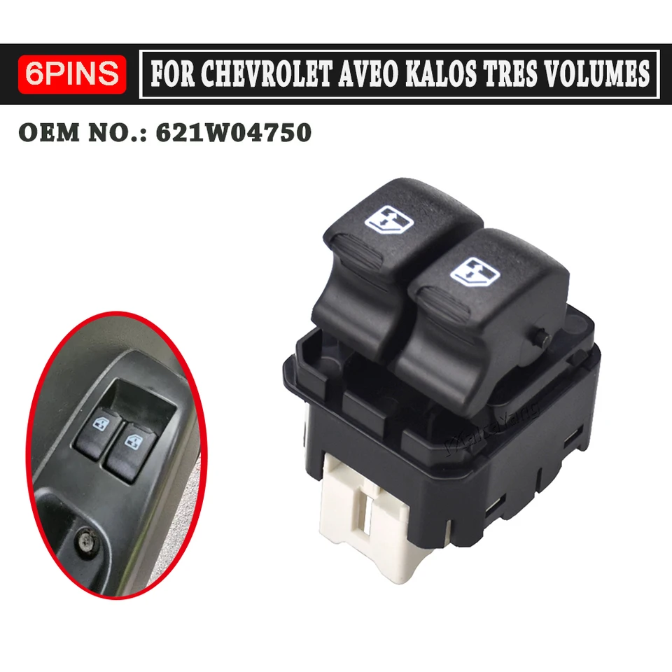 Nový spínač okna predného napájania pre Chevrolet Spark Matiz Aveo pre Daewoo Kalos 621W04750