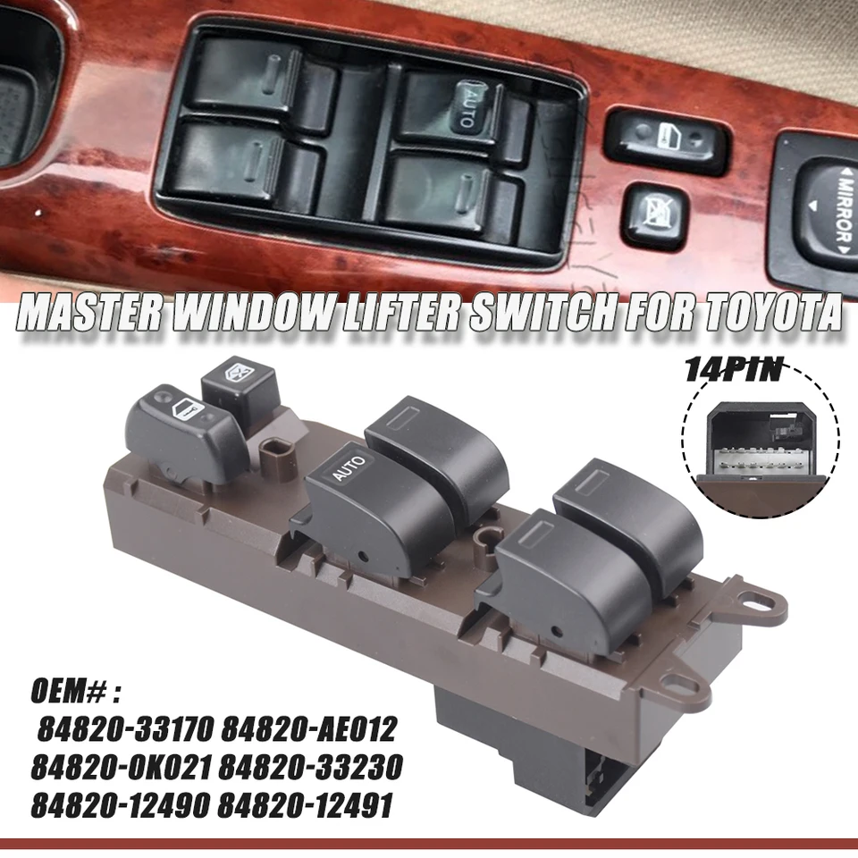 Nový spínač riadenia okna LH Front LH 84820-33170 pre 03-08 Pontiac Vibe 1.8L 03-08 Toyota Matrix 1.8L Vysoká kvalita!