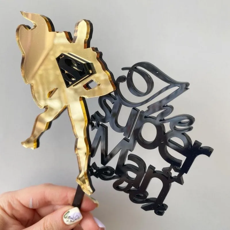 Nový Super Dad narodeninový tortu Topper akryl Happy Day Day Cake Topper pre môj kráľ otca narodeninovú oslavu dekorácie koláča