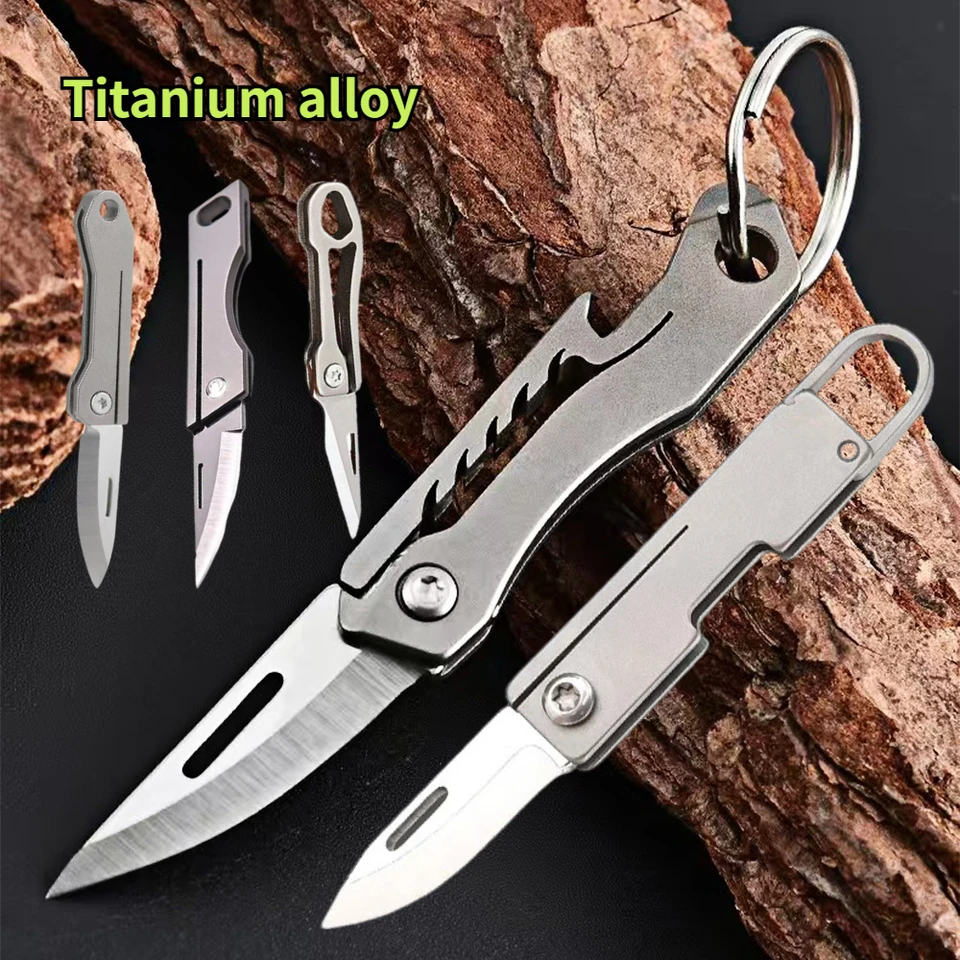 Nový TC4 Titanium zliatina Mini skladací nôž EDC Prenosný kľúče prívesok nožom Express expres
