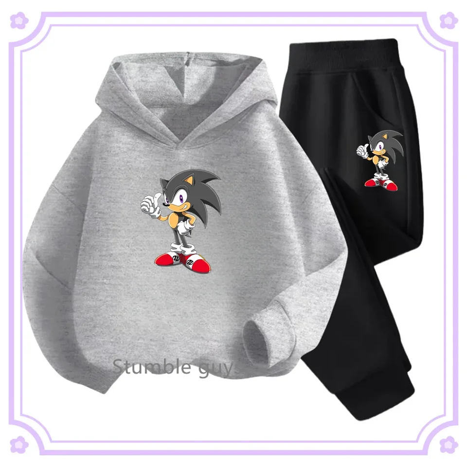 Nový trend kapucňa zvukový hedgehog New Kawaii Kids Top + Pants Fashion Sports Street Príležitostný oblek Sonic Hedgehog Printed Boy roztomilý