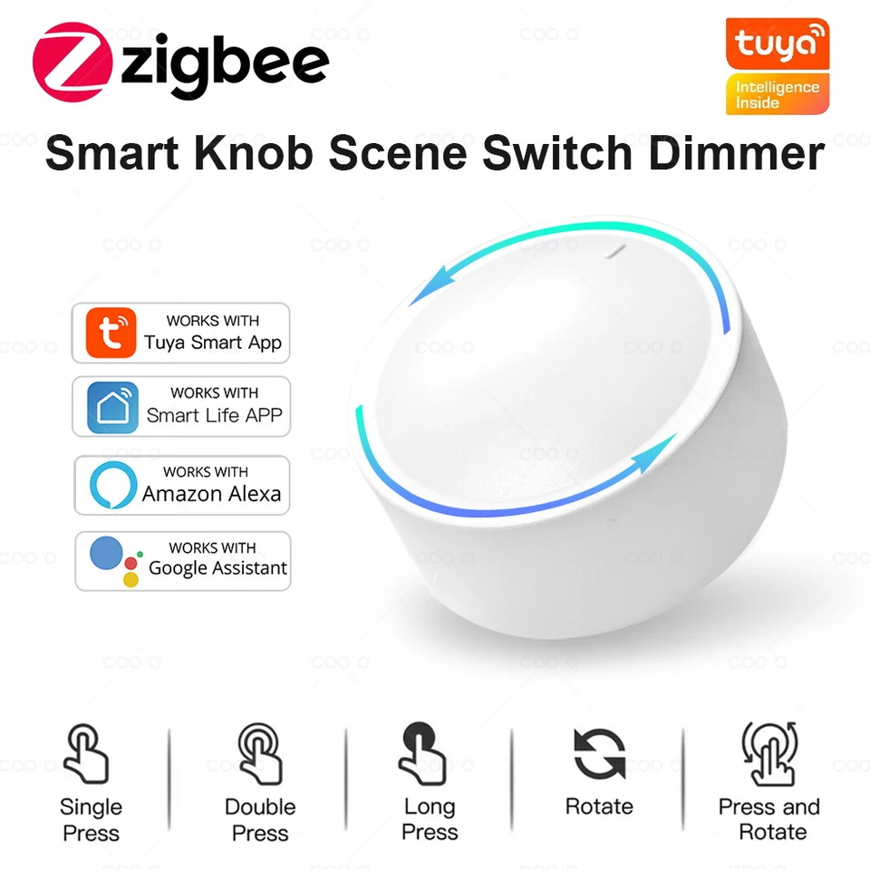 Nový TUYA ZIGBEE SMART KNOB SWINT DIY bezdrôtová scéna Tlačidlo Rotatovateľná prepínač Domáce spotrebiče Automatizácia