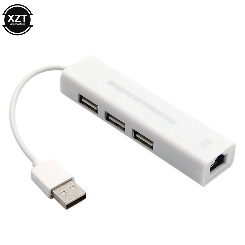 Nový USB Ethernet USB to RJ45 HUB 10/100M Ethernet Adapter Sieťová karta s 3 portmi USB Hub LAN Drivers Free for MacBook Windows