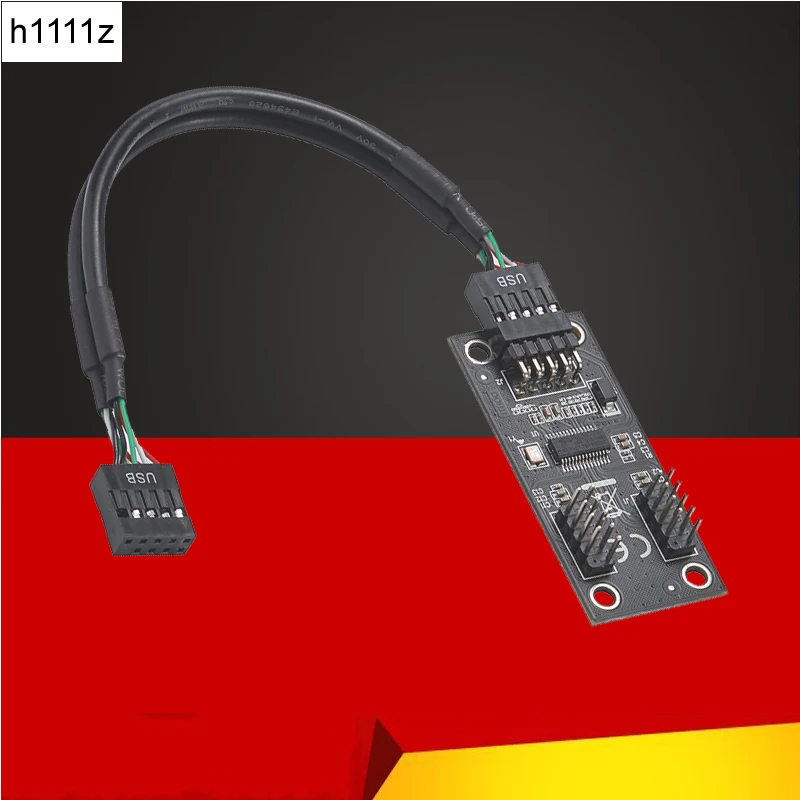 Nový USB Hub USB Splitter USB2.0 9pin až Dual 9pin Hub Riser Riser Riser Riser USB 9pin Connector 1 až 2