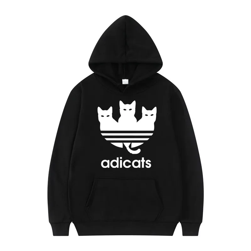 Nový vzor roztomilé mačacie pánske mikiny nadmerne nadmerné ulica Móda vtipná tlač mikiny fleece dámske ležérne voľné pulóvery