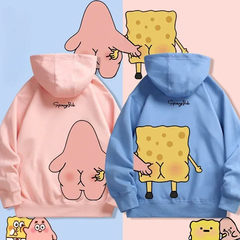 Nový vzor spongebob karikatúra Anime tlač Pánske a dámske mikiny na jeseň a zimná móda roztomilý párová kapucňa oblečenia