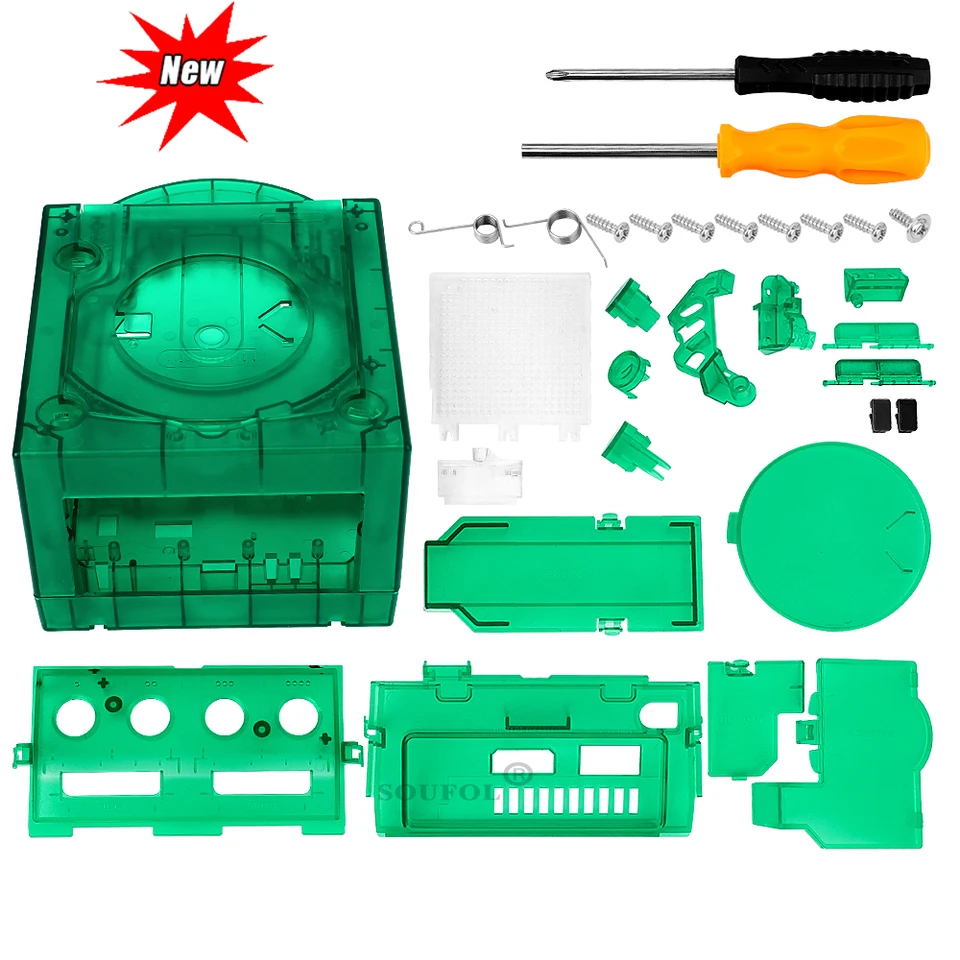 Nový výmena priehľadnej skrinky pre prípad Nintend Gamecube Bousing Shell Case pre konzolu videohry NGC retro videohry DOL-101/DOL-001