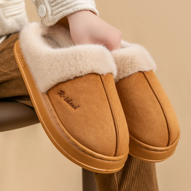 Nový zimný teplý pár štýl Stručné našuchorené papuče Ženy Men nekĺzajú mäkké útulné sklíčka Indoor Mule Ladies 'Home Cotton Shoes topánky