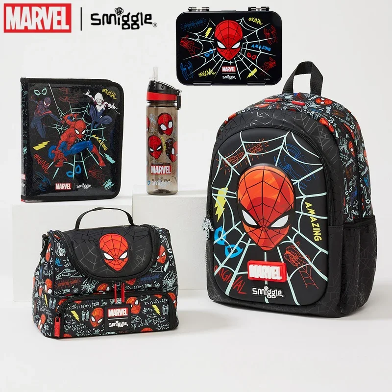 Nový úsmev Marvel Spider-Man Deti kancelárske potreby Študentská taška na obed obed obed s peňaženkou ceruzka box vodný pohár pre deti darček pre deti