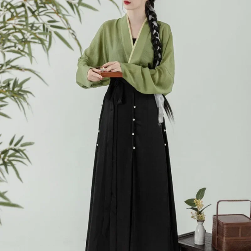 Nový čínsky štýl Zen čajové šaty Cheongsam Trojdielny oblek v štýle Pieseň Vylepšený umelecký štýl Hanfu Národný štýl dievčenské šaty