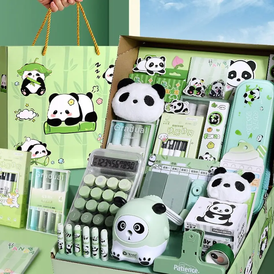Nový študent darček Panda Stationaly Set Set Stickers Peruzku