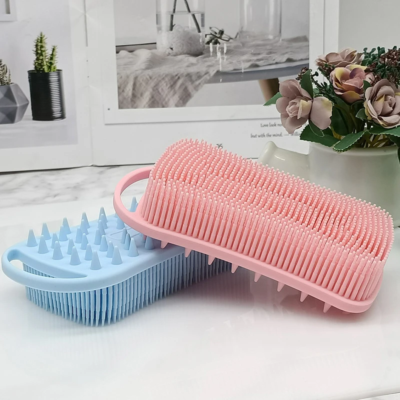 Nový štvorcový silikónový sprchový kefový kefový kefový kefový šampón Massager šampón obojstranný tela detská hmatová kefka Čistý nástroj