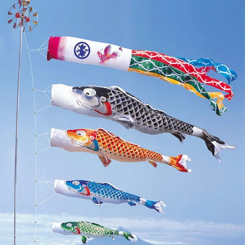 Nový štýl 40/70/100 cm rybia vlajka draka hračka koi nobori Carp Wind ponožky koinobori farebná rybia vlajka závesné vonkajšie hračky pre deti