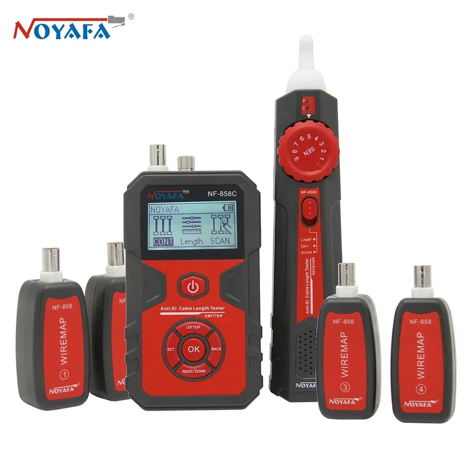 NOYAFA NF-858C Tester káblového testera prenosný vodičský sledovač RJ11 RJ45 BNC lokalita lokalizátora pre vyhľadávač testovania káblovej siete merania