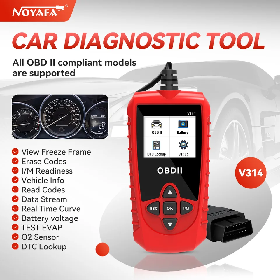 Noyafa v314 automobilový diagnostický nástroj automobil obdii detekcia detekcie automobilového detektora Automobilový detektor detektora zadnej karty na čítanie kódu