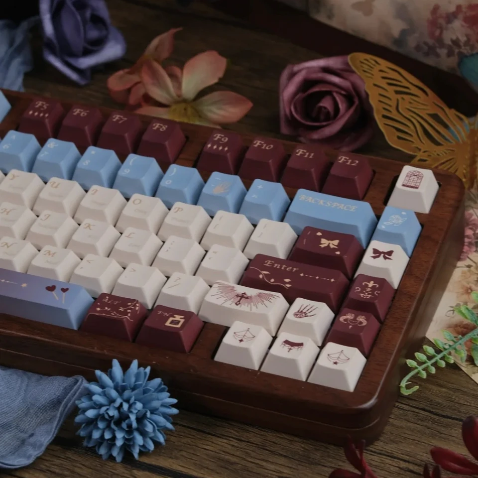 Nočné kvetinové motýľ keycap 140 klávesy čerešňový profil PBT Sublimation Keycaps pre krížovú osi mechanickú klávesnicu retro kľúčové čiapky