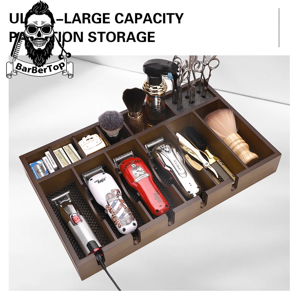Nožnice na holičstvo Drevoiness Organizátor Box Professional Barber Electric Clipper Tray Hair Salon Styling Nástroje Príslušenstvo