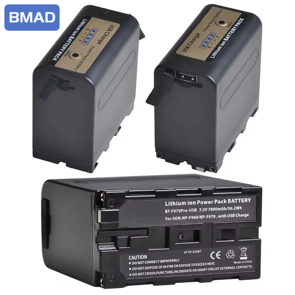 NP-F970 7.2V 7800 mAh Polymérna lítiová batéria vhodná pre Sony NP-F960 F960 F970CAMERA BATTERICKÁ LED Indikátor LED energie Plne dekódovaná