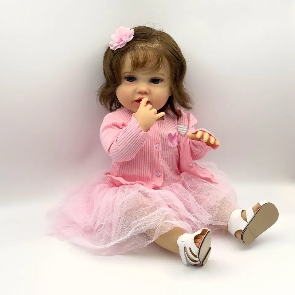 NPK 22 palca celé telo Lottie novorodenca Soft Silikone Vinyl Reborn Reborn Battle Girl Doll princezná Lifelé skutočné dieťa s dlhými parochňami