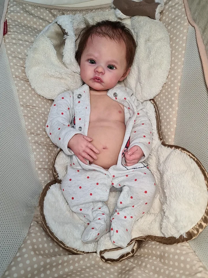 NPK 49 cm celotelové novorodenecké dieťa Reborn Doll Meadow Soft Cuddly Body Lively Soft Touch 3D pokožka s viditeľnými žilami Art Doll