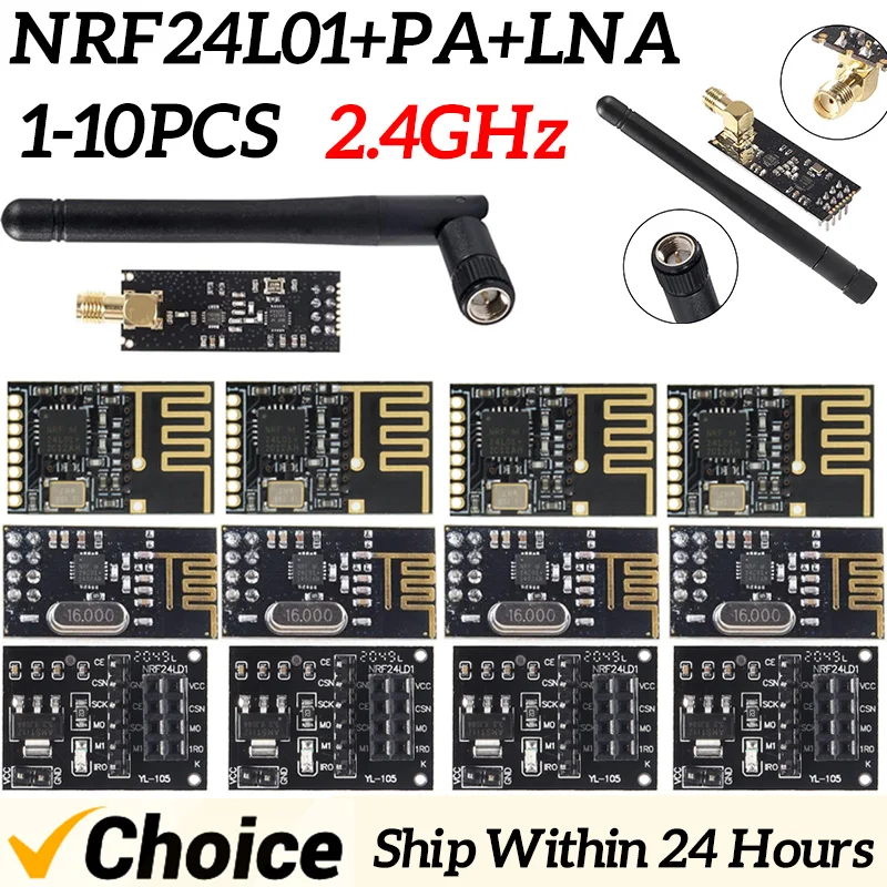 NRF24L01+2,4G Modul prenosu bezdrôtových údajov 2.4 GHz NRF24L01 Verzia NRF24L01+PA+LNA 1000 metrov GT24 pre Arduino