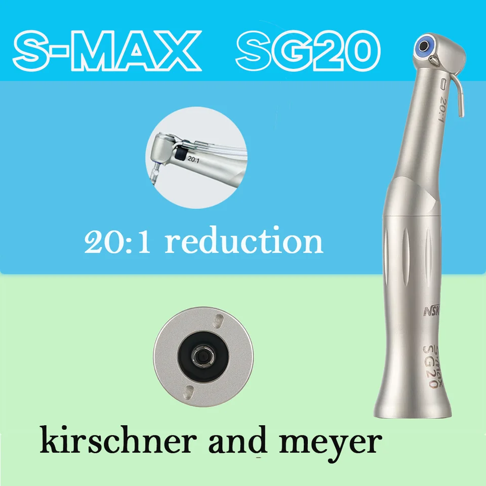 NSK S.max SG20 20: 1 Redukcia vzduchovej turbíny Contraangulo zubná nízka rýchlosť násadca implantátu chirurgia kontrastu