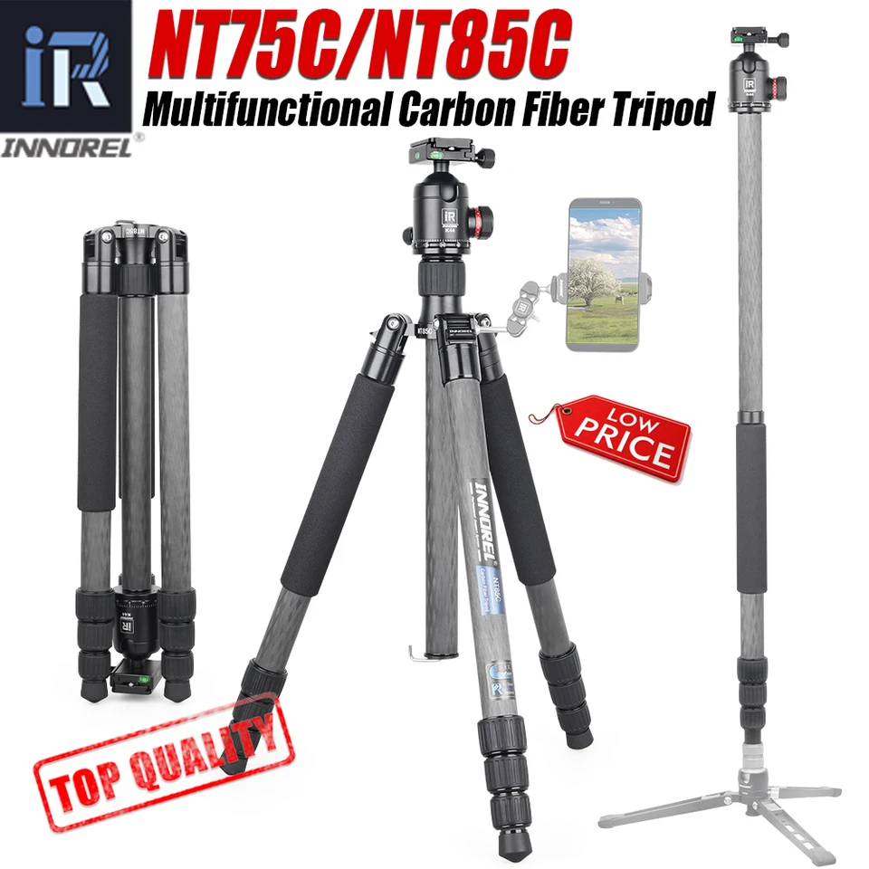 NT75C/NT85C Profesionálny monopod uhlíkových vlákien s krátkym stredným stĺpcom Panoramatic TRODOD GULLOD pre digitálnu kameru DSLR