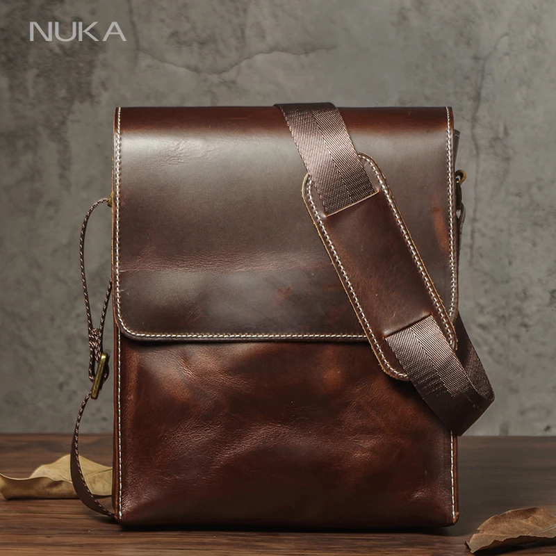 Nuka Pánska originálna kožená taška na rameno retro klapky Crossbody Tašky Príležitostný trend Satchel Vysoko kvalitný luxusný taška