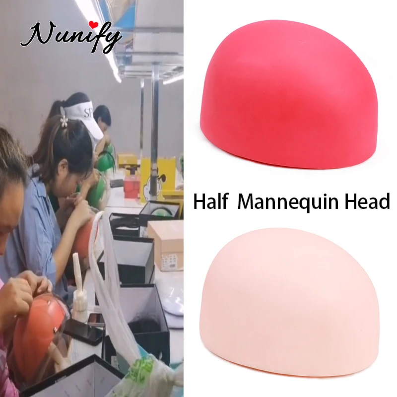 Nunify Soft PVC Half Mannequin Head na výrobu parochne Červená béžová guľa