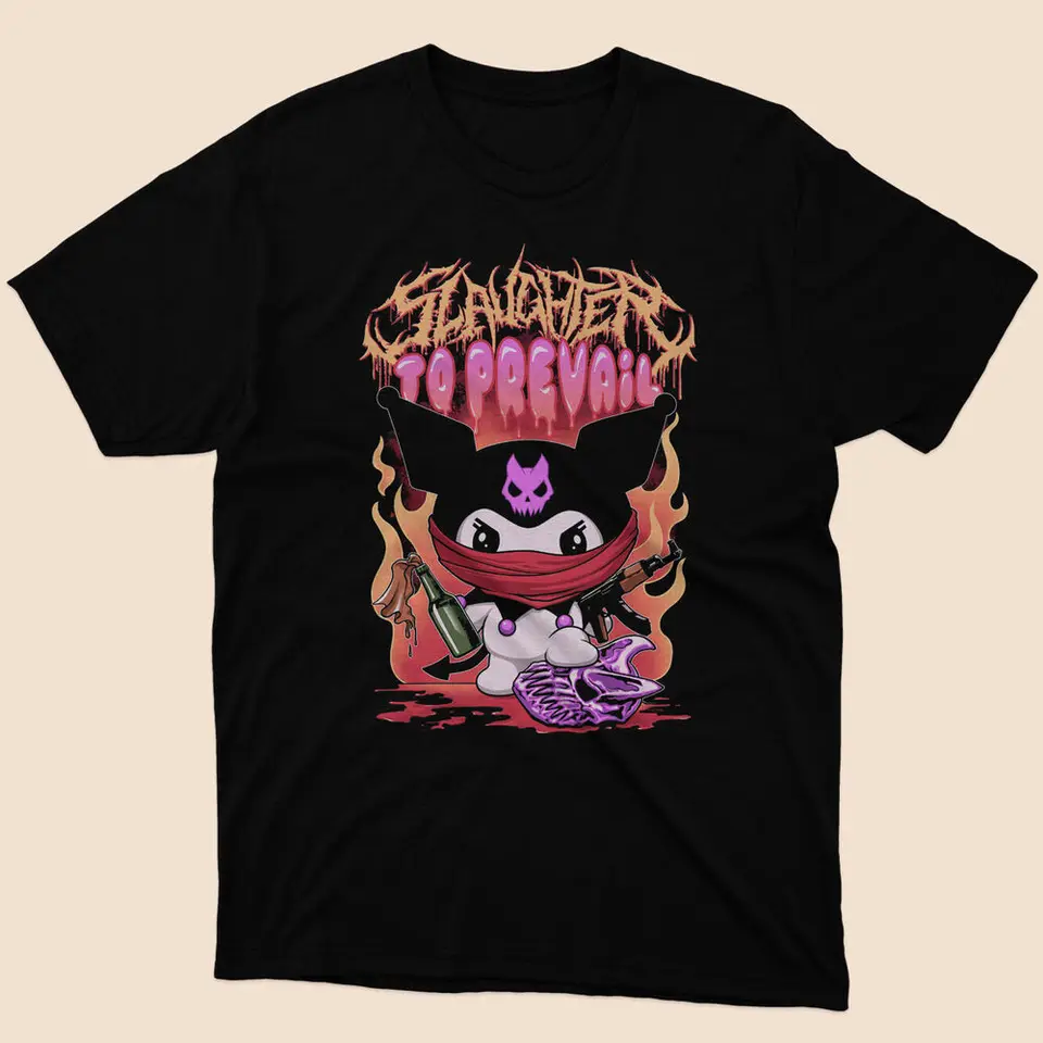 NWT Slaughter to Ocvail - roztomilé kawaii pánske čierne tričko s veľkosťou s na 5xl anime odevy Y2K TOP letné krátke sleeanime g