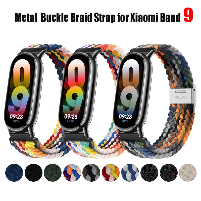 Nylon Braid Strap pre Xiaomi Band 9 8 Metal Buckle Smart Band náhradný náramok Bracelect Belt pre Mi Band 9 8