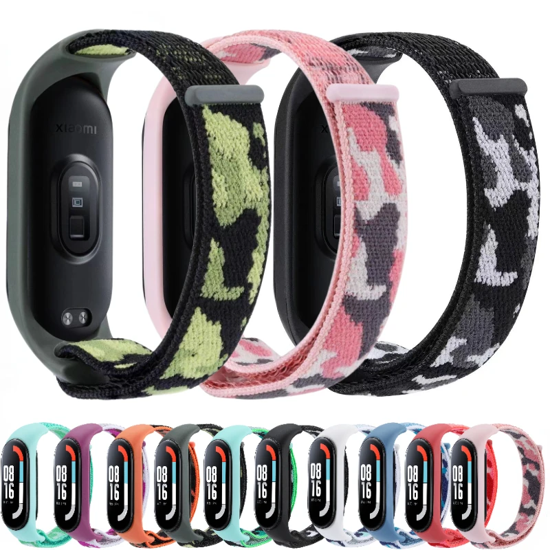 Nylon Camouflage Loop Strap pre Xiaomi Mi Band 7 6 5 náramok Sport Watch Base Mi Band 4 3 náramok Miband 7 Príslušenstvo Correa Correa
