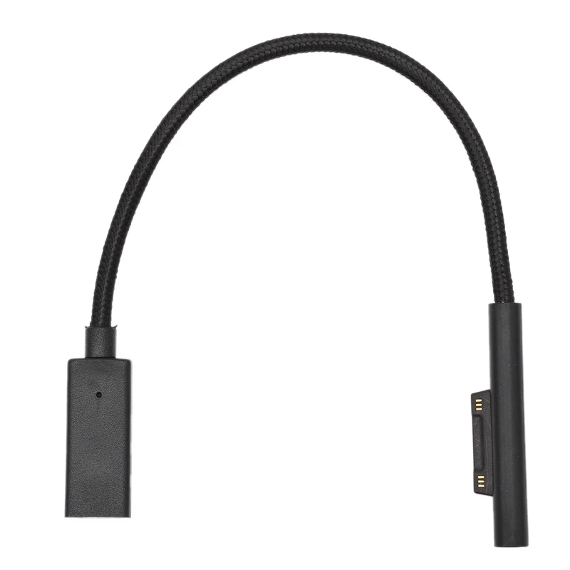 Nylon prepletený 0,2 m ženský nabíjací kábel USB-C pre Surface Pro 6/5/4/3 povrchový laptop 1/2, 45 W 15V PD Nabíjací kábel