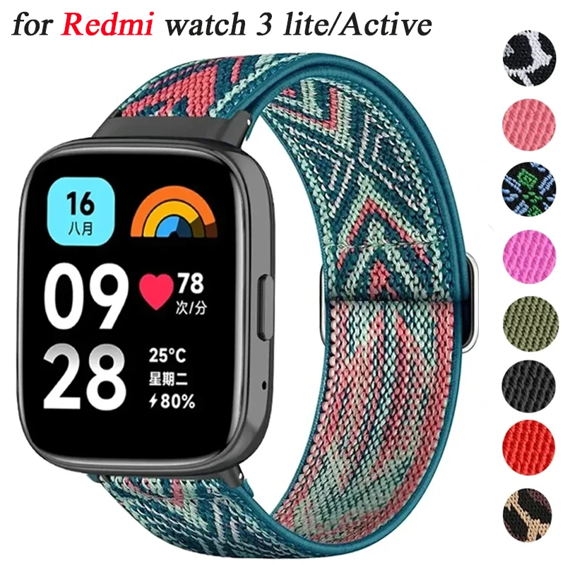 Nylon Starp pre Xiaomi Redmi Watch 3 Active/Lite Band Elastic náhradný náramok náramok náramok pre pásy pre redmi hodinky 3 lite