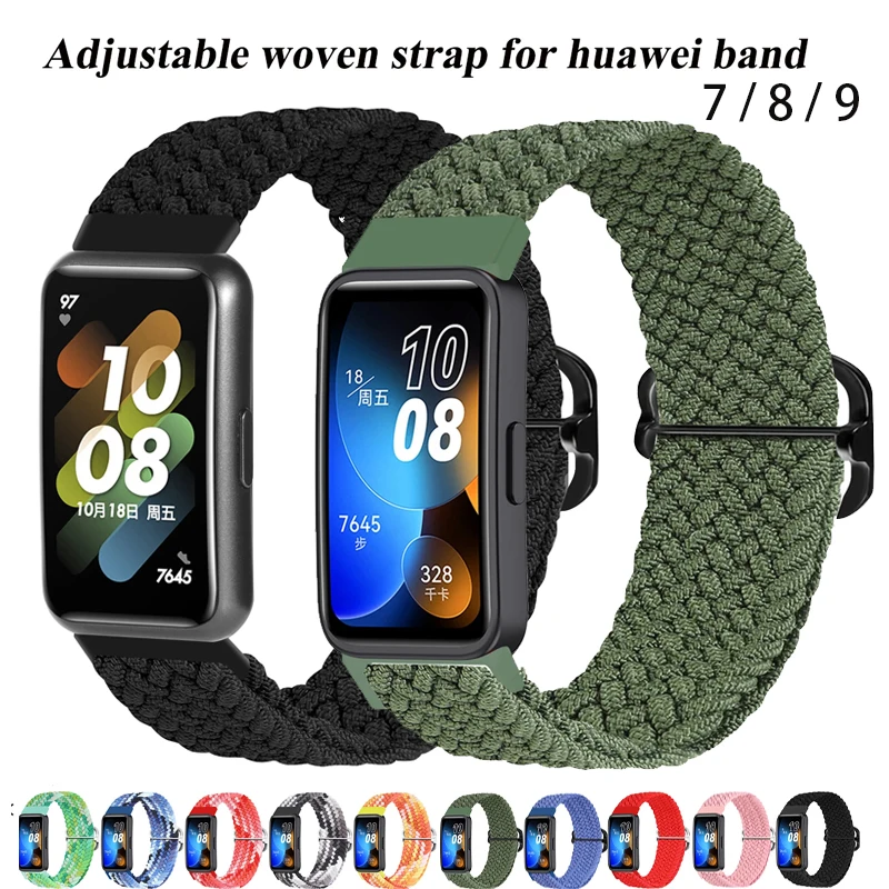 Nylonový popruh pre Huawei Band 7 8 9 Príslušenstvo nastaviteľná slučka náramok Elastický nylonový náramok Correa pre Huawei Band 9 8 7 pásmo