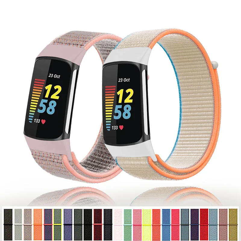 Nylonový remienok pre Fitbit Charge 5 Smart Watch Sports Nylon Weave Loop náramok náramok náramok Correa Pulsera pre Fitbit Charge 5 Band