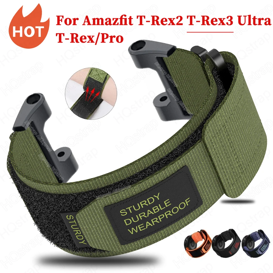 Nylonový slučkový remienok pre Huami AmazFit T-Rex 2 3 Ultra Watch Band pre AmazFit Trex Pro T Rex Tyrannosaurus Smartwatch Sport Sport Bracelet