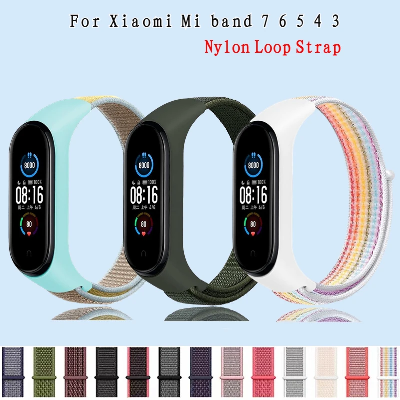 Nylonový slučkový remienok pre Xiaomi Mi Band 8 7 6 5 Smart Sports Sports Bracelet Priedušné náramky pre Xiaomi Mi Band 4 3 Correa