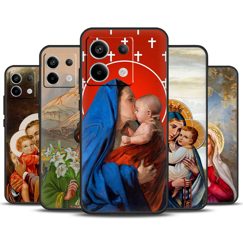 Náboženská Mária a Ježiš pre Redmi Note 13 Pro Plus 9 10 11 12 Pro 9s 10s 11s 12S pokrývať pre Redmi 12 C 10c 13C