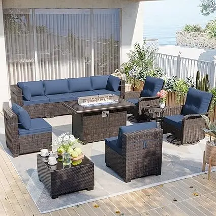 Nábytok na terasy Modularwith Stočne stoličky Vonkajší sekčný prúžok Rattan s pohovkou konverzácie Fire Pit Sofa Sofa pre záhradu