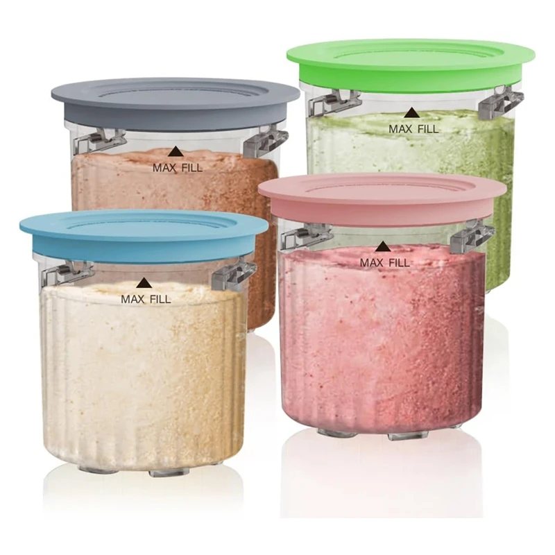 Nádoby na pinty a viečka nahradenie kompatibilných pre ninja Creami Breeze NC100/NC200 Series Series Mance Creams diely 16oz 4pack