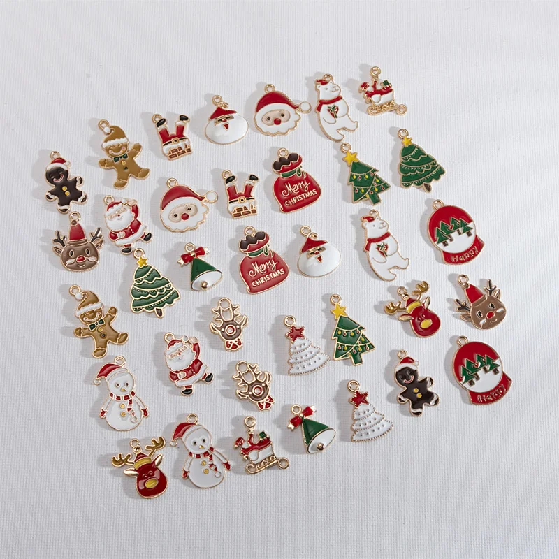 Náhodne 20ks zmiešaný štýl smalt vianočné kúzla snehuliak Santa Tree Penguin Reindeer Prívesok pre DIY šperky doplnkov