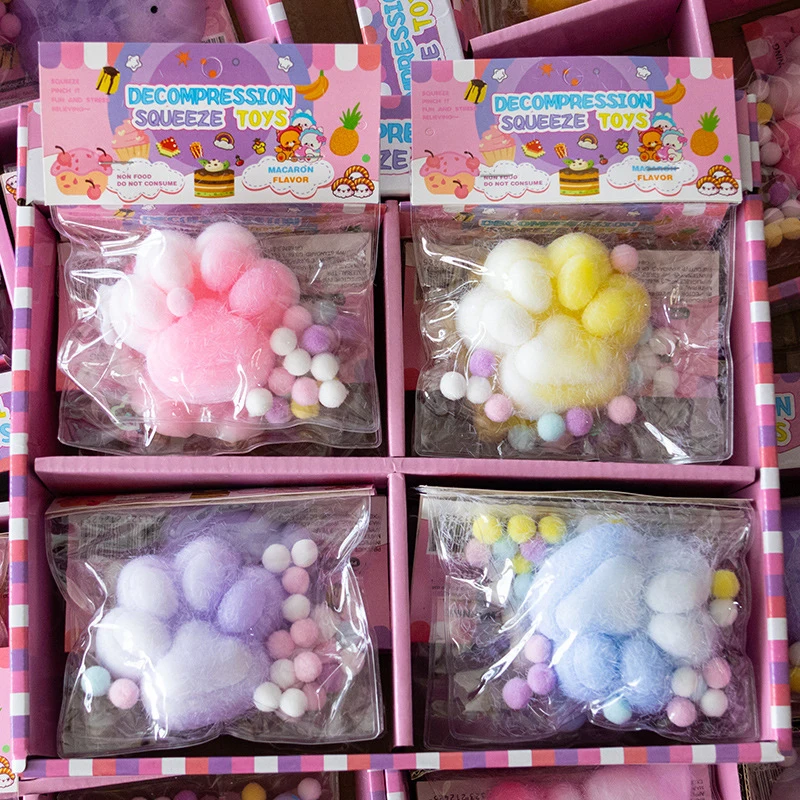 Náhodný style1 PC PC TPR Cat's Paw s kožušinovým stresom reliéf squishy hračky fidget hračky mini kawaii plyšová mačka mapa skačka Smrys Small Dog Hray