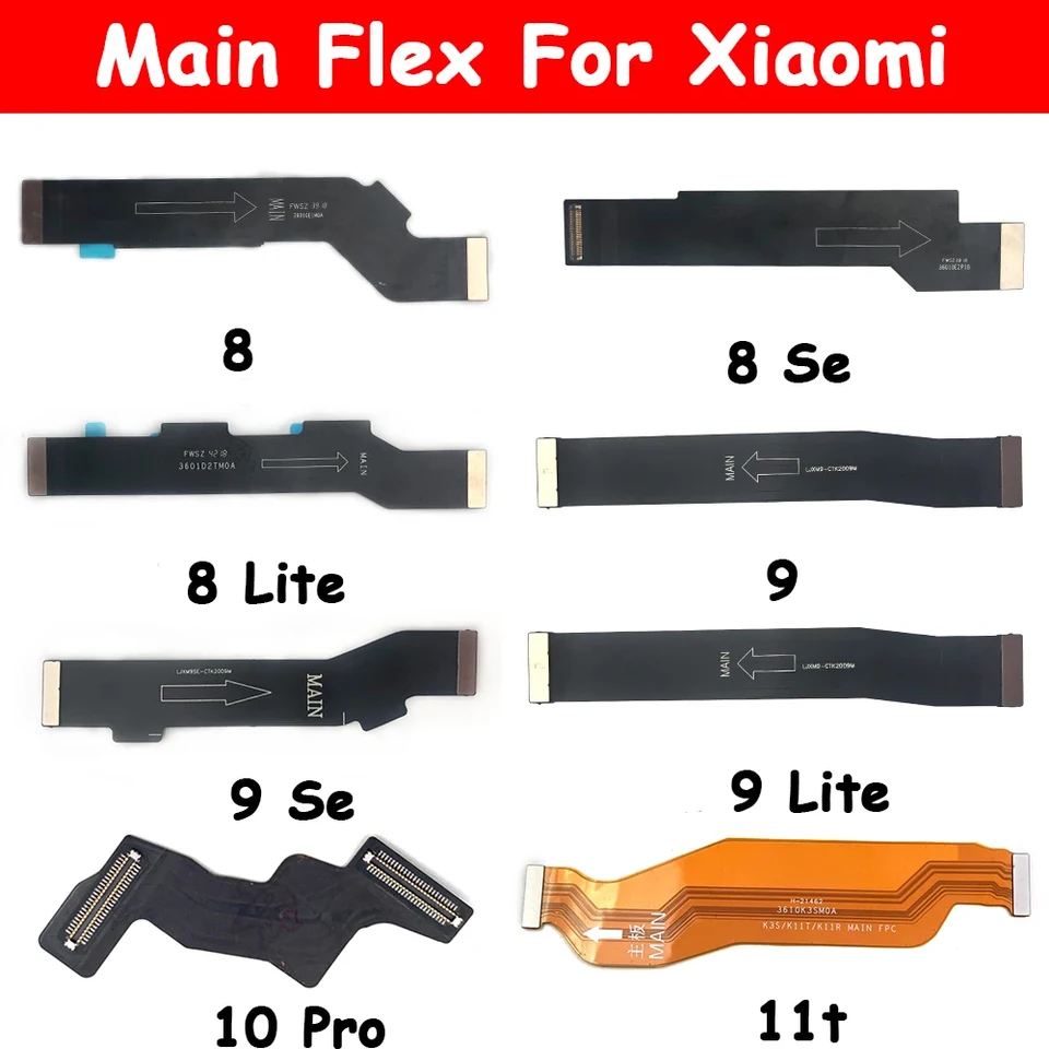 Náhradná základná doska FPC hlavná doska konektor Flex Cable Časť pre Xiaomi Mi 11 10 10T 6 8 9 SE 10T Lite 9t Note 10 Pro